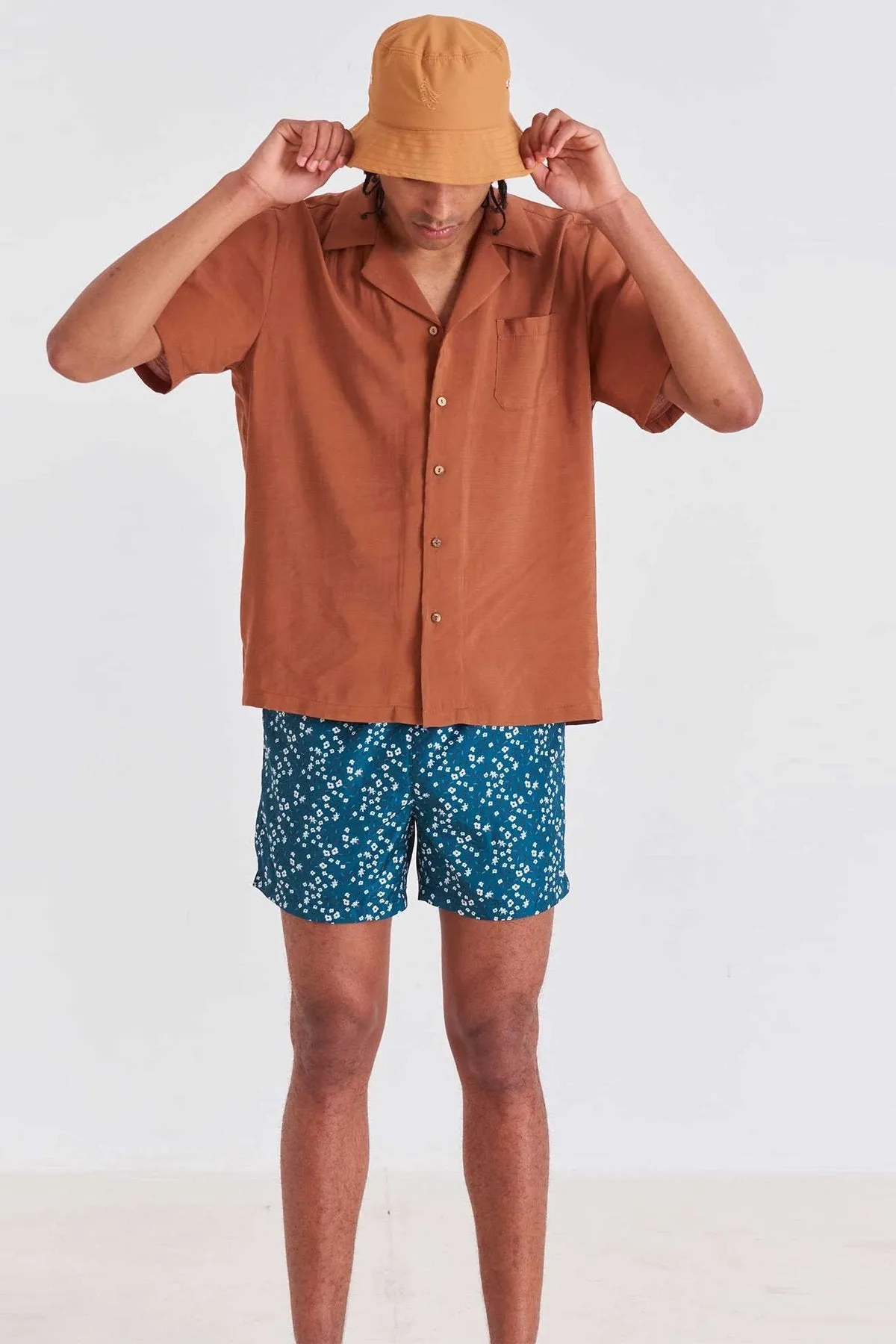 Blue Floral Runner Swim Trunks