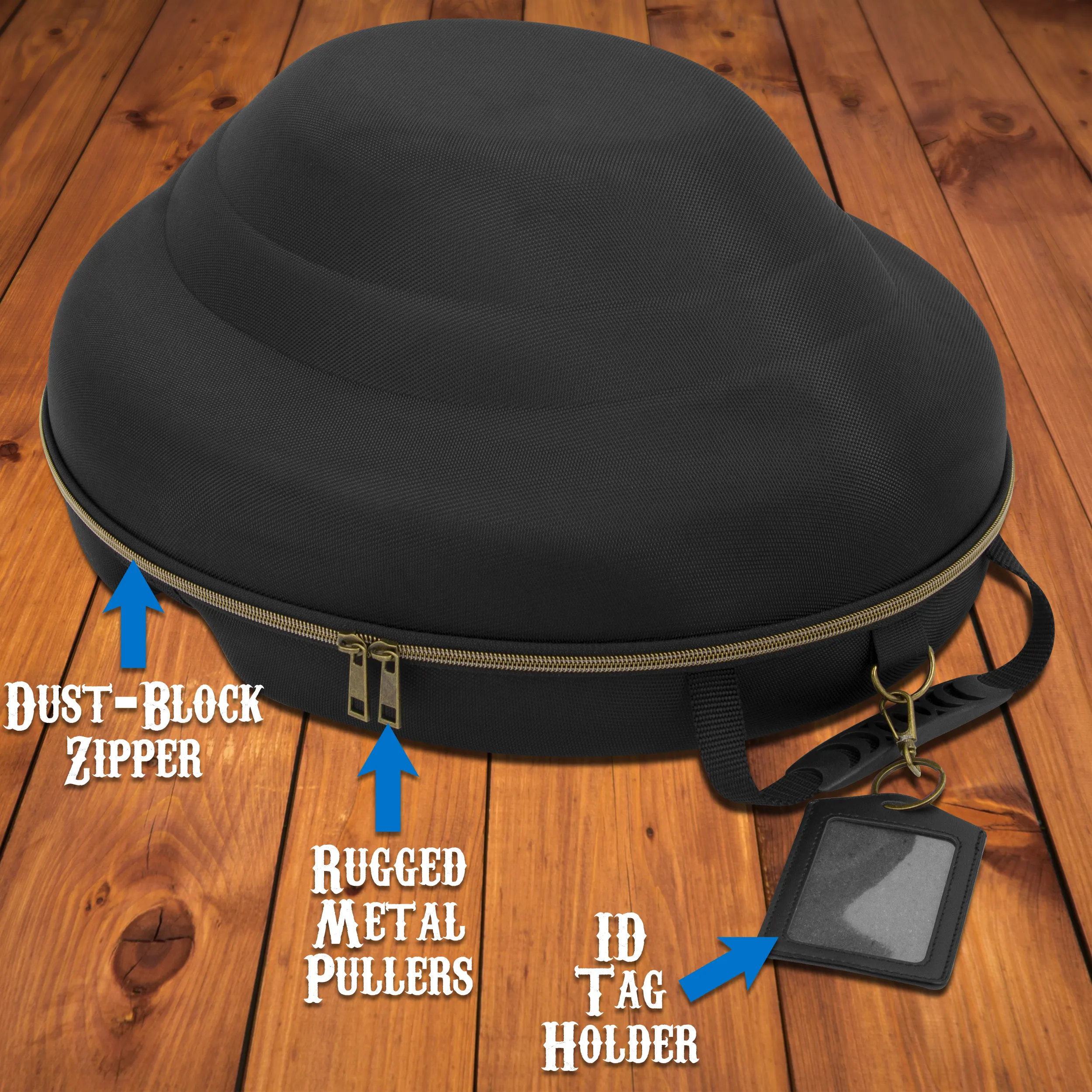 CASEMATIX Cowboy Hat Box Cowboy Hat Storage for Brims Up To 4.75" - Hard Shell Hat Case with Adjustable Carry Strap and ID Slot - 4 Color Options