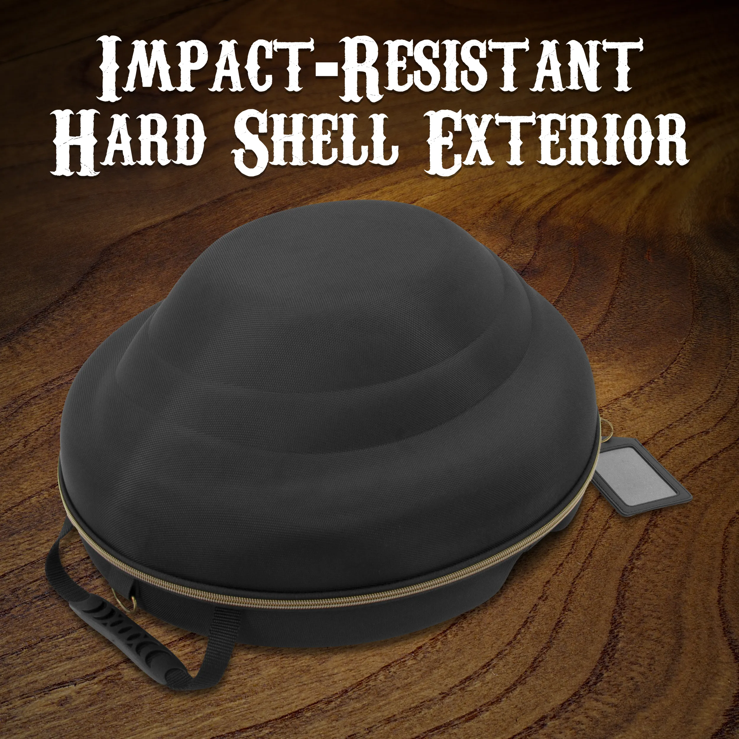 CASEMATIX Cowboy Hat Box Cowboy Hat Storage for Brims Up To 4.75" - Hard Shell Hat Case with Adjustable Carry Strap and ID Slot - 4 Color Options