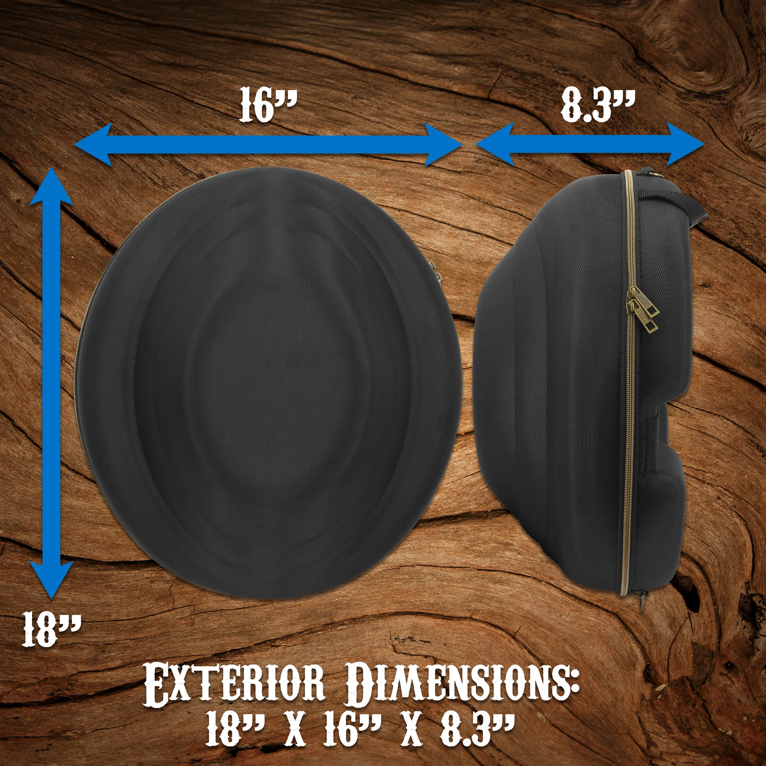 CASEMATIX Cowboy Hat Box Cowboy Hat Storage for Brims Up To 4.75" - Hard Shell Hat Case with Adjustable Carry Strap and ID Slot - 4 Color Options