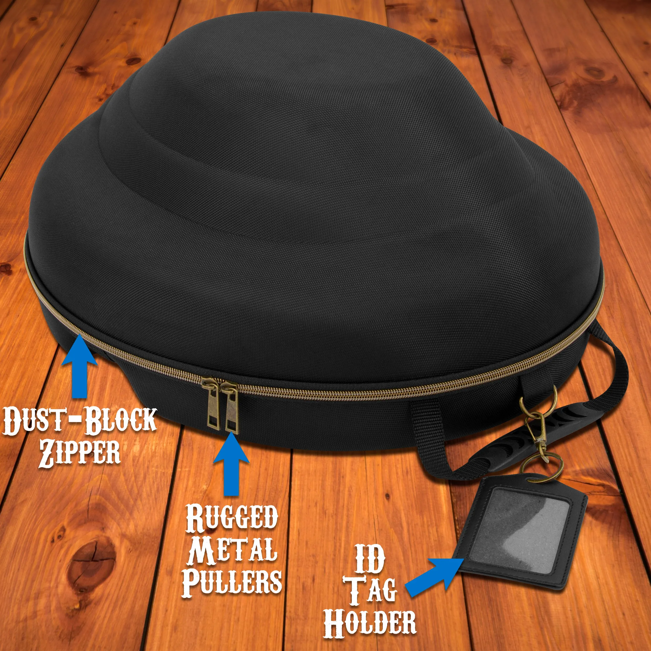 CASEMATIX Cowboy Hat Box Cowboy Hat Storage for Brims Up To 4.75" - Hard Shell Hat Case with Adjustable Carry Strap and ID Slot - 4 Color Options