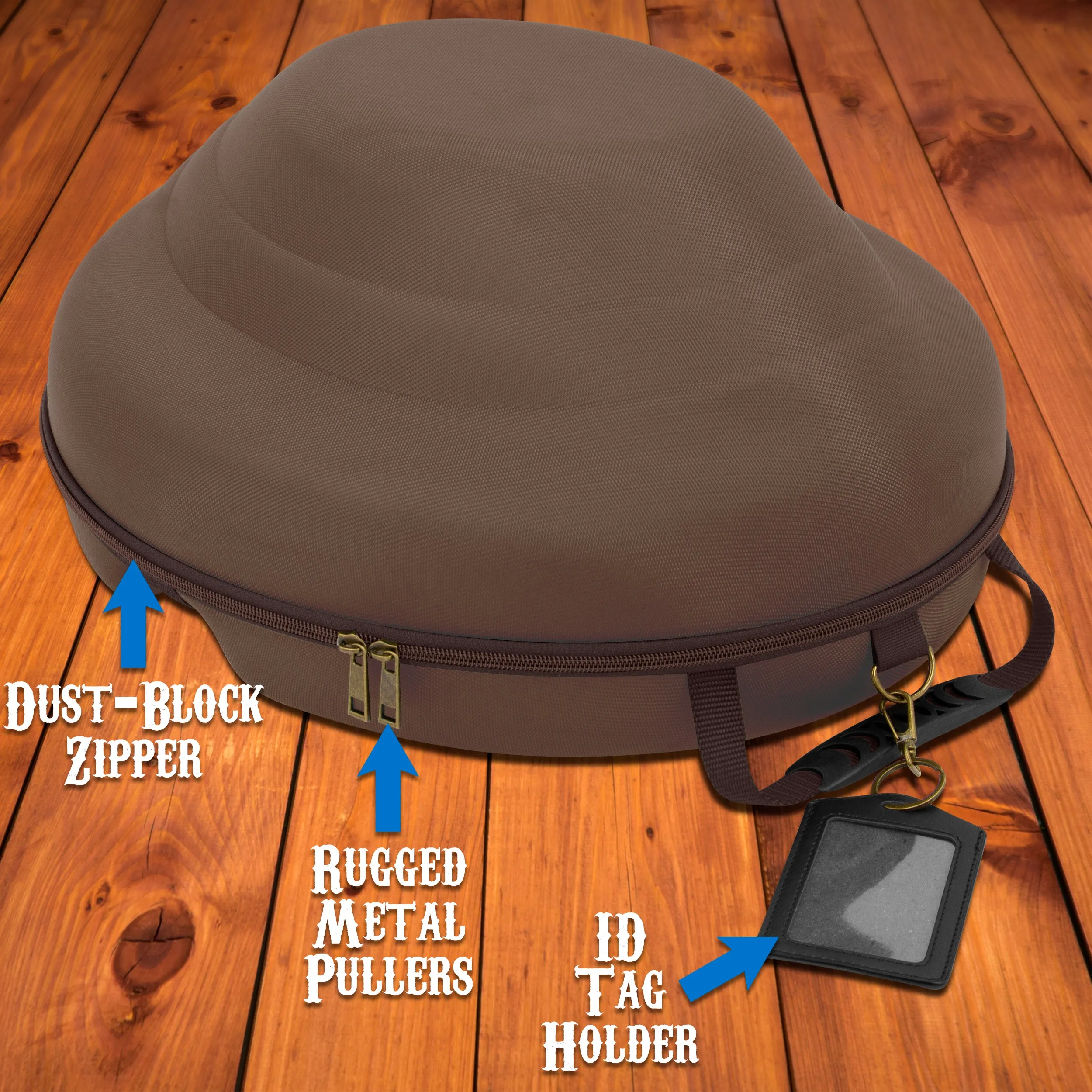 CASEMATIX Cowboy Hat Box Cowboy Hat Storage for Brims Up To 4.75" - Hard Shell Hat Case with Adjustable Carry Strap and ID Slot - 4 Color Options