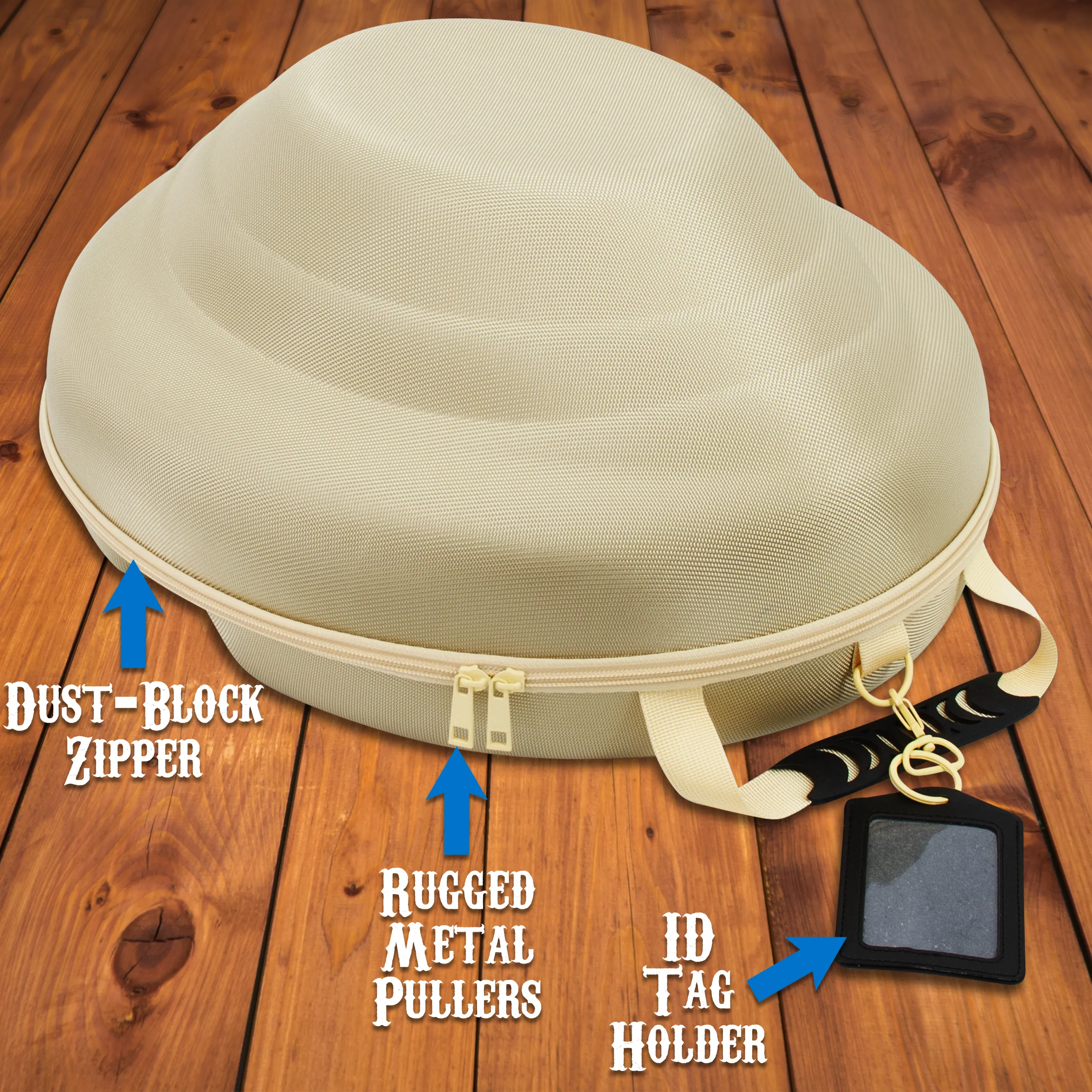 CASEMATIX Cowboy Hat Box Cowboy Hat Storage for Brims Up To 4.75" - Hard Shell Hat Case with Adjustable Carry Strap and ID Slot - 4 Color Options