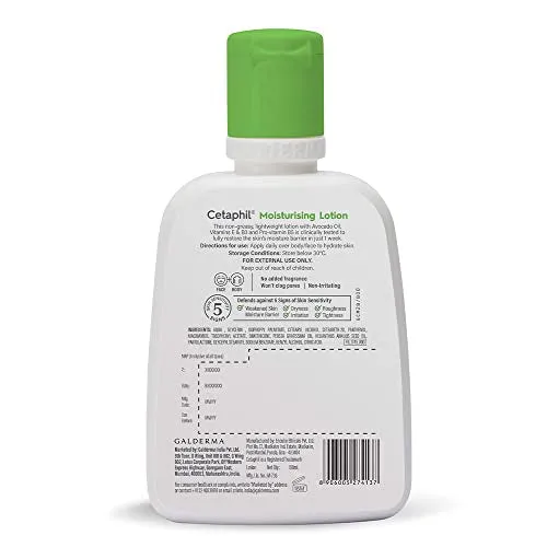 Cetaphil Moisturizing Lotion for Normal to Combination, Sensitive Skin| 100 ml| Moisturizer with Niacinamide, Panthenol| Non-greasy, Won’t Clog Pores| Dermatologist Recommended| Paraben, Sulphate Free