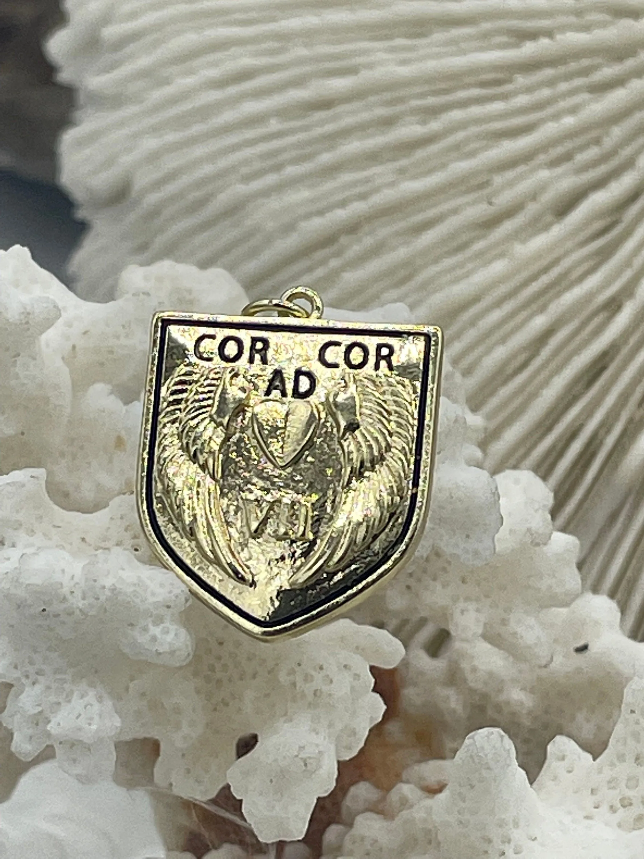 CZ Micro PAVE Shield Crest Charm Pendants BRASS, Crest Charm, 3 styles, Crest Pendant, 3 styles, Gold shield, Silver Shield, Fast Ship