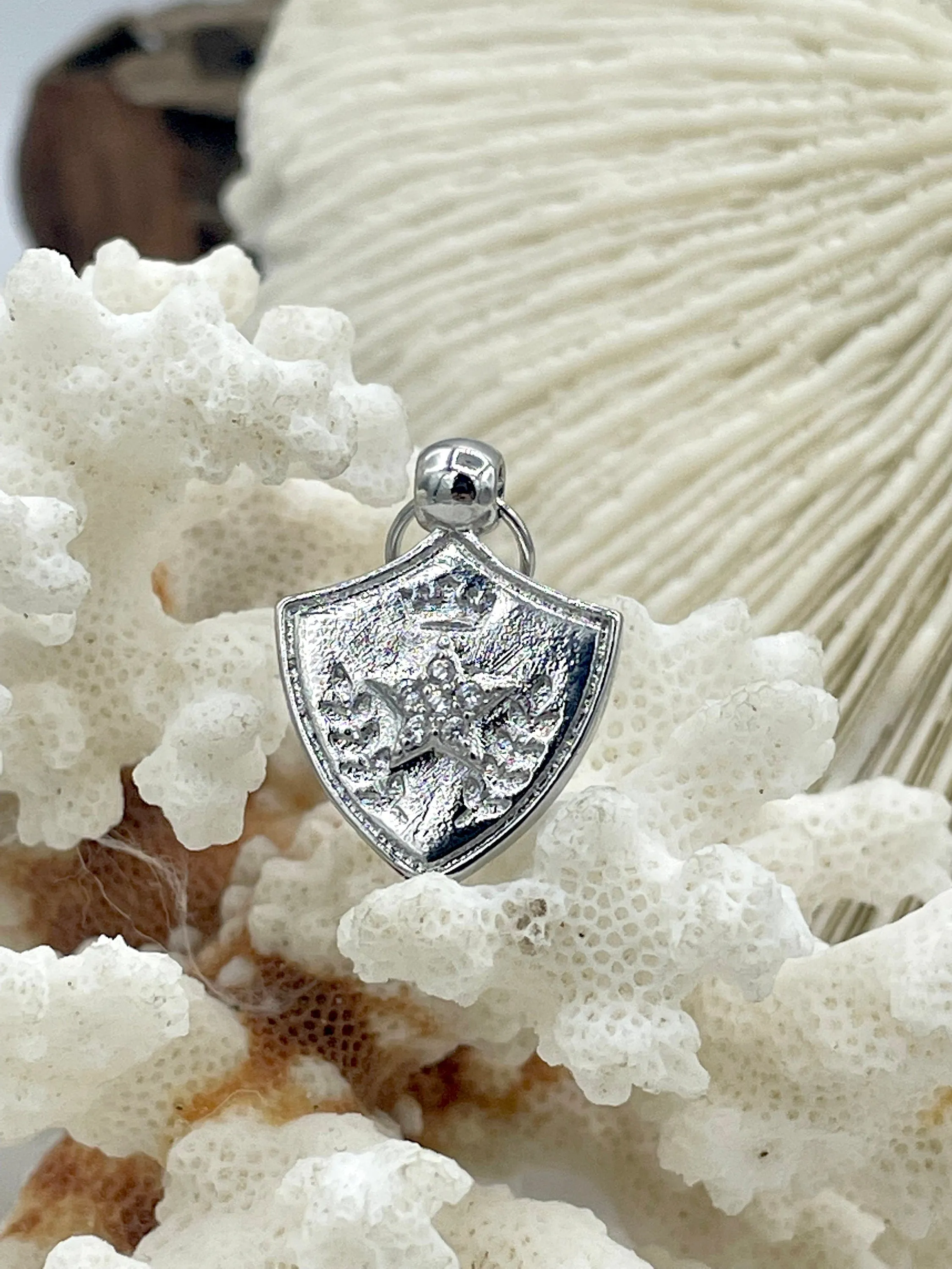 CZ Micro PAVE Shield Crest Charm Pendants BRASS, Crest Charm, 3 styles, Crest Pendant, 3 styles, Gold shield, Silver Shield, Fast Ship