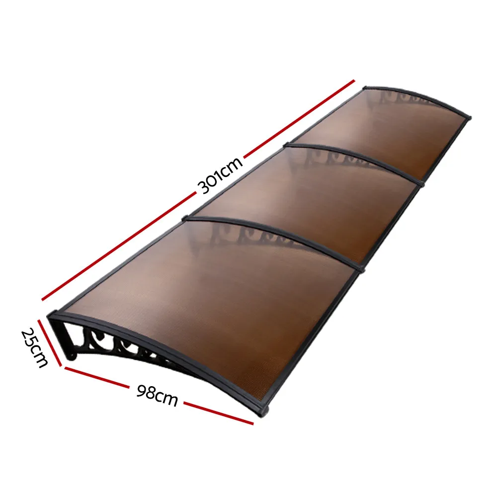 DIY Window Door Awning Shade 1x3m - Brown