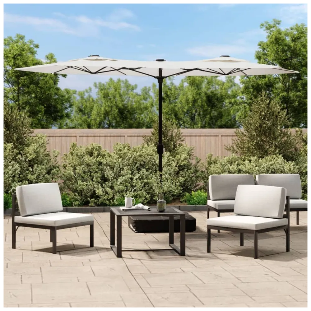 Double-Head Parasol Sand White 316x240 cm