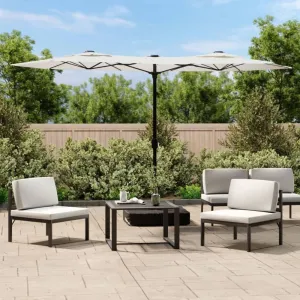 Double-Head Parasol Sand White 316x240 cm
