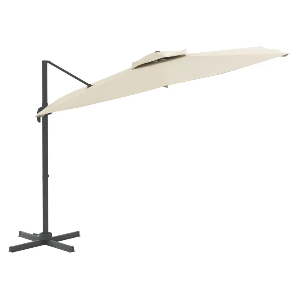 Double Top Cantilever Umbrella Sand White 400x300 cm