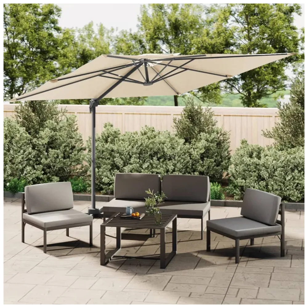 Double Top Cantilever Umbrella Sand White 400x300 cm