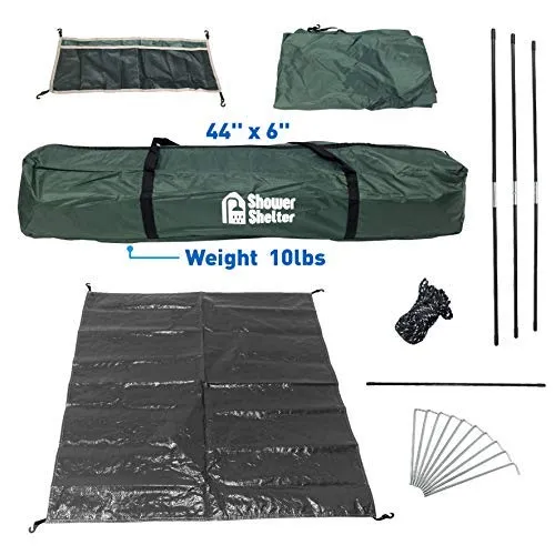 EasyGo Product Shower Shelter – Giant Portable Outdoor Pop UP Camping Shower Tent Enclosure – Changing Room – 2 Rooms – Instant Tent – 7.5' Tall x 4' Deep x 7.5' Wide, Green