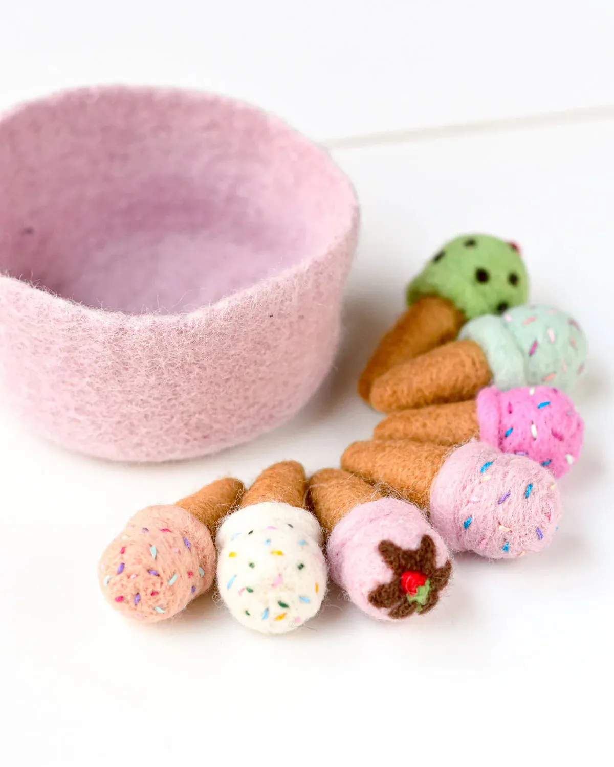 Felt Ice Cream, Peach with Sprinkles