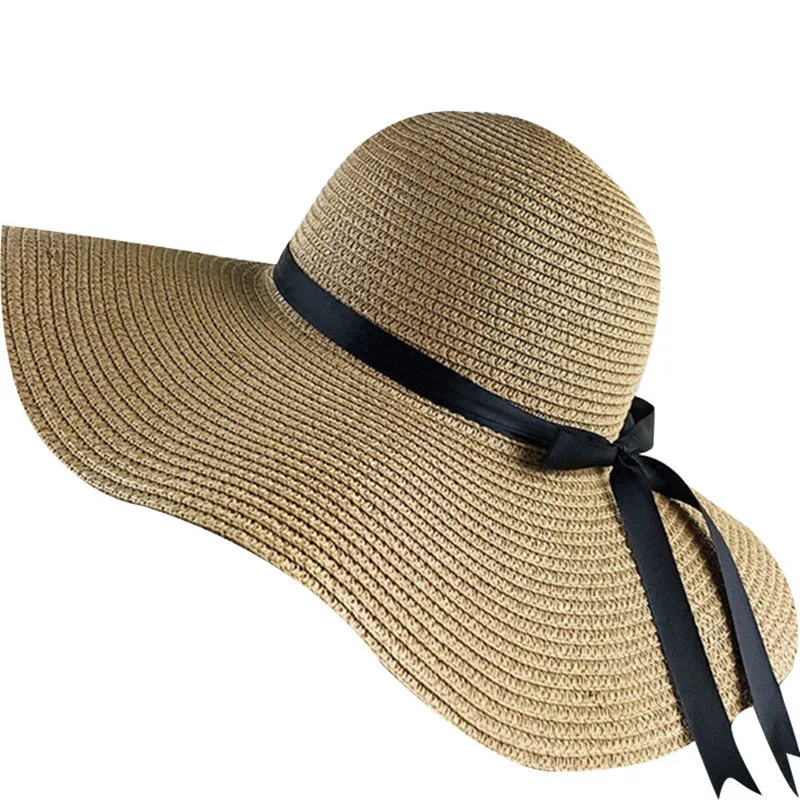 Foldable Wide Brim Floppy Straw Sun Hat