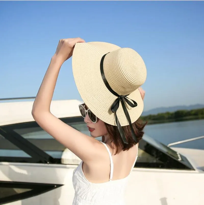 Foldable Wide Brim Floppy Straw Sun Hat