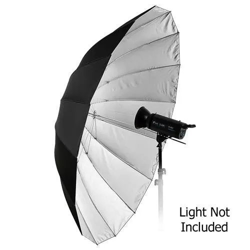 Fotodiox Pro 16-Rib, 60" Black and Silver Reflective Parabolic Umbrella with Neutral White Diffusion Cover
