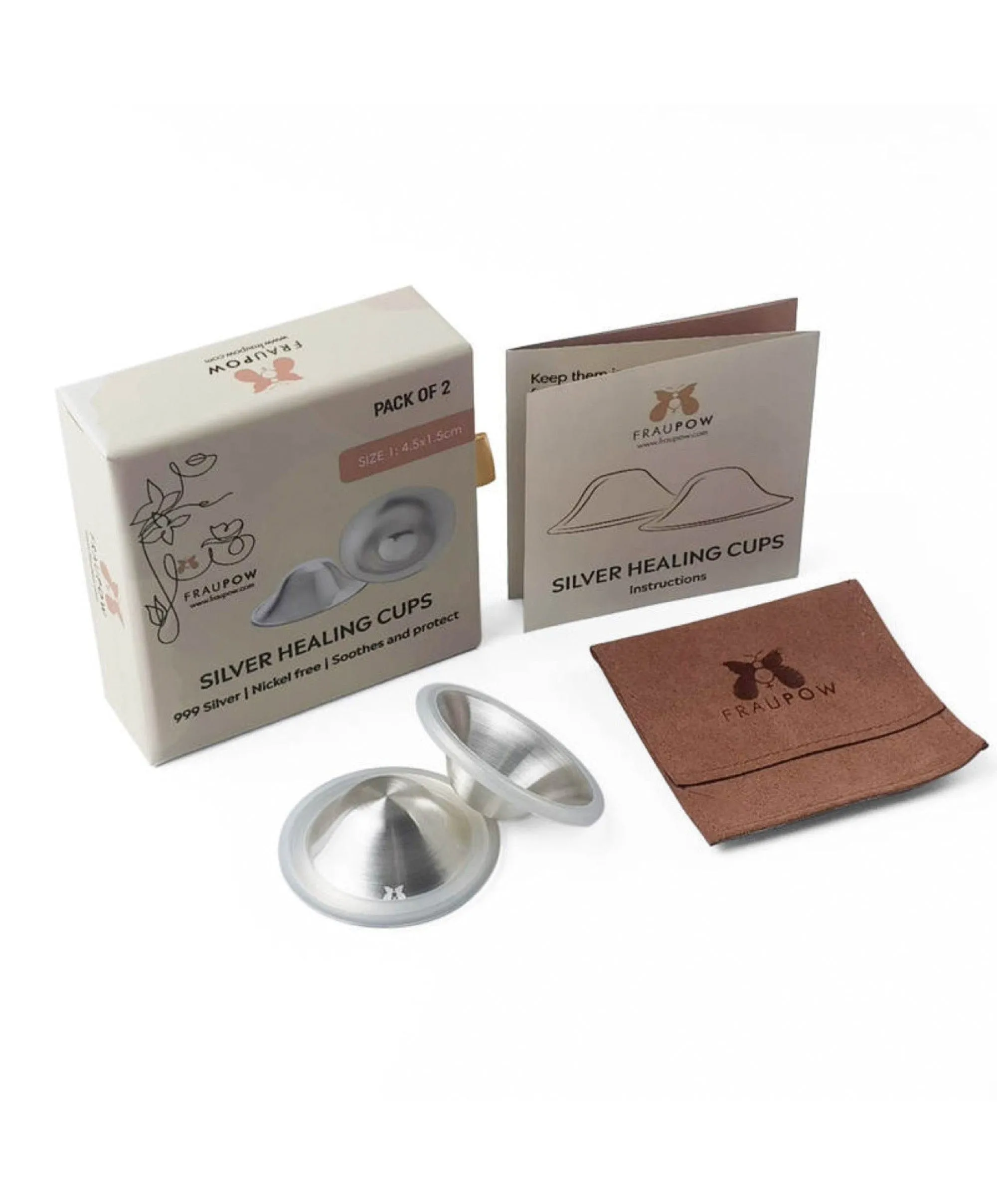 Fraupow Silver Nipple Shield Healing Cups - Size 1