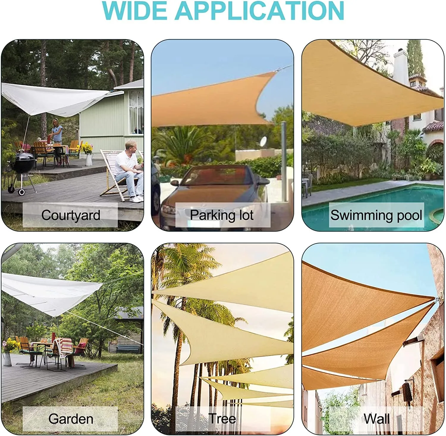 HOMPER Awning Attachment Set, Heavy Duty Sun Shade Sail Stainless Steel Hardware Kit for Garden Triangle and Square, Rectangle, Sun Shade Sail Fixing Accessories