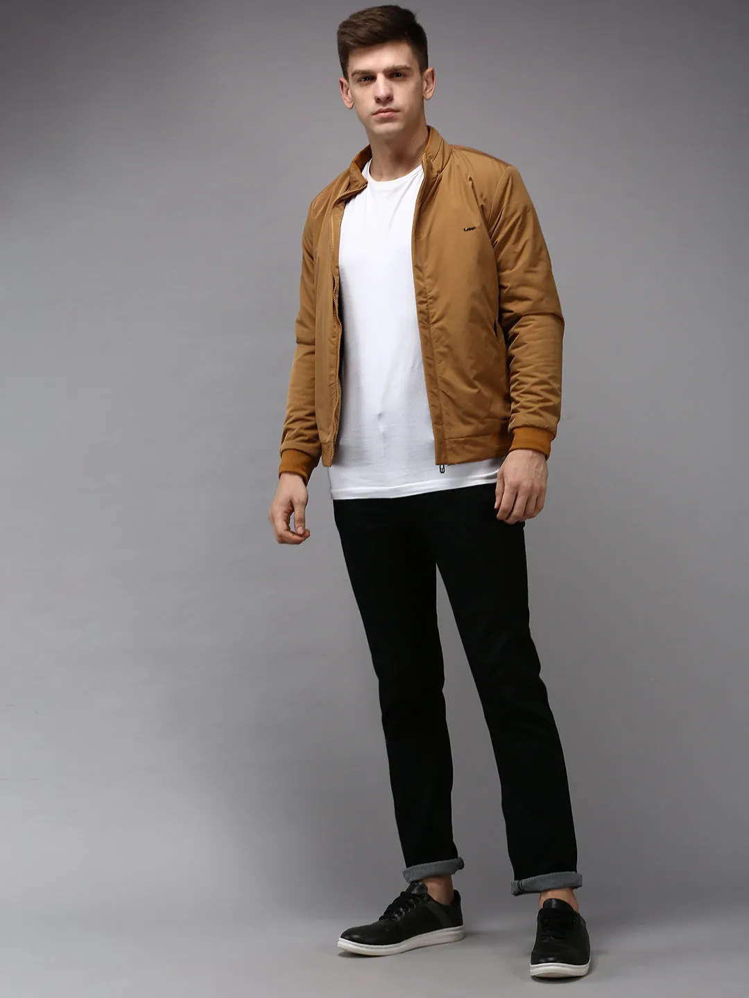 Men Khaki Water Resistant Bomber Jacket
