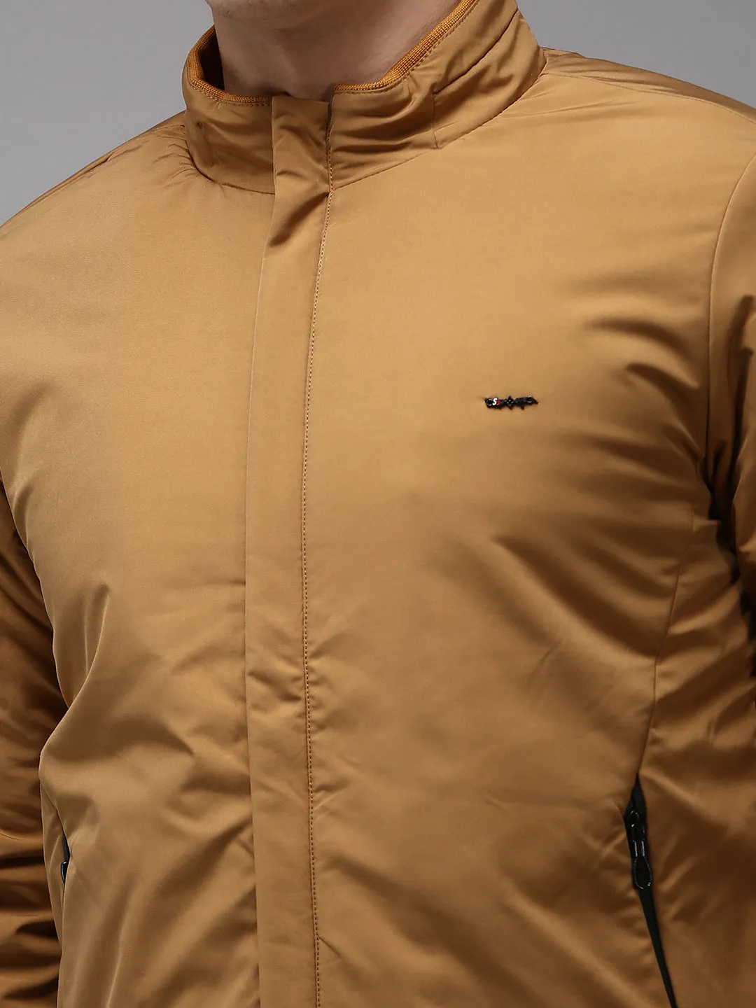 Men Khaki Water Resistant Bomber Jacket