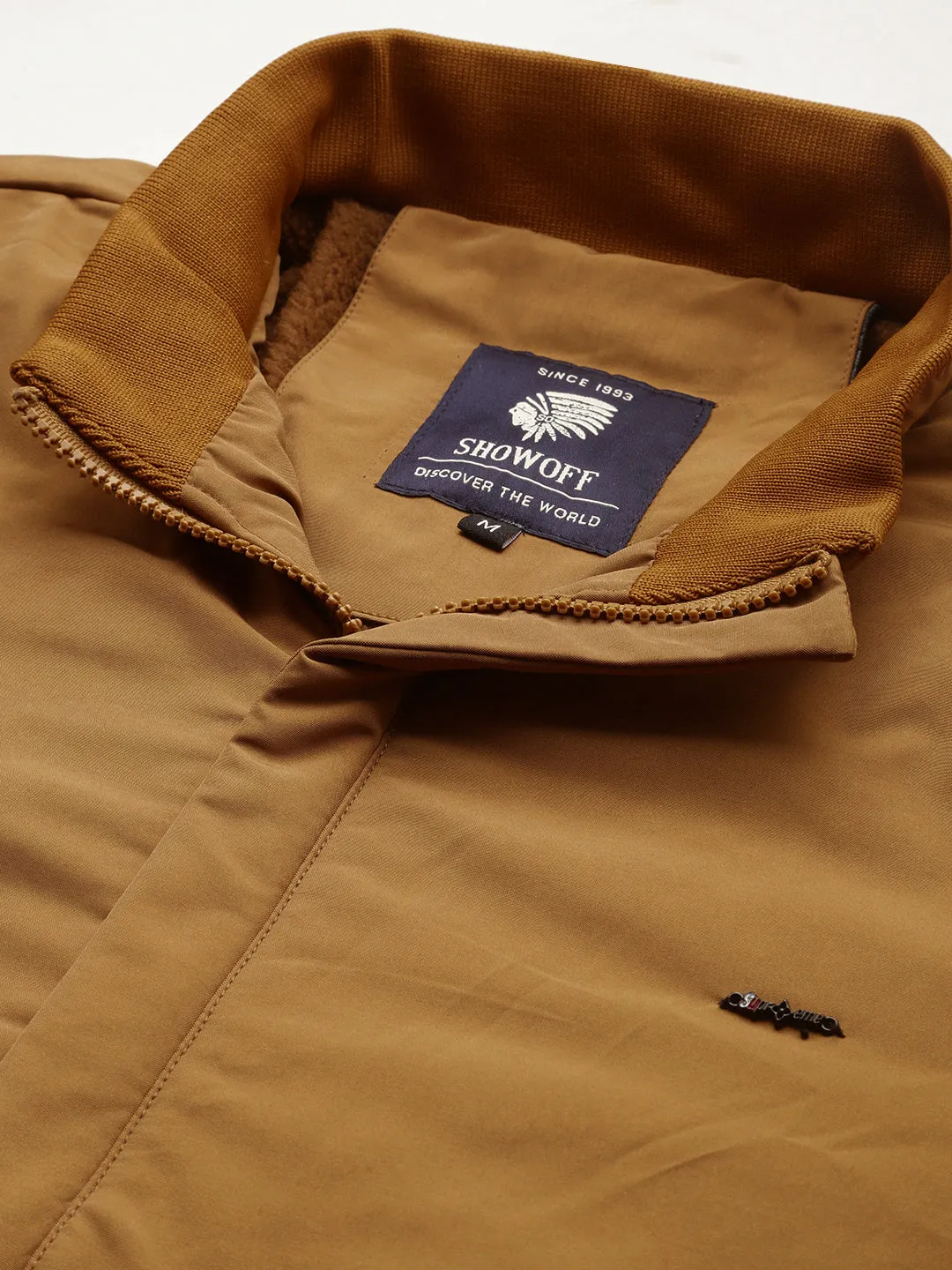 Men Khaki Water Resistant Bomber Jacket
