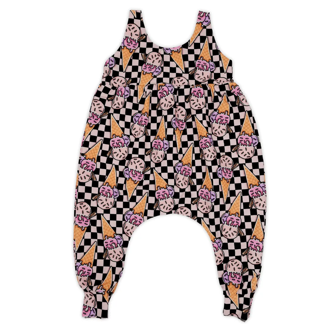 Napa Romper - Ice Cream Checkerboard