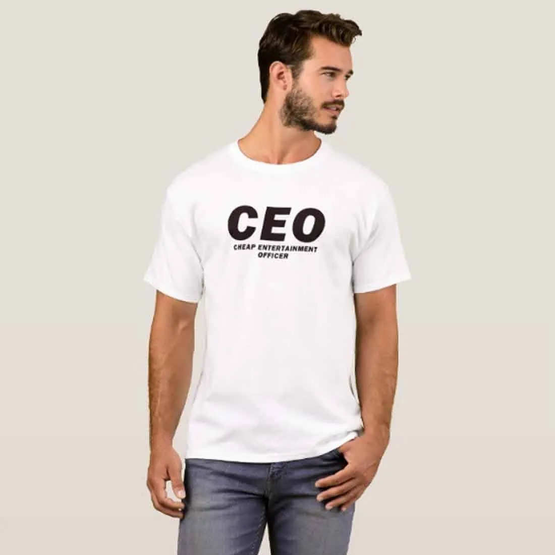 Nutcase Designer Round Neck Men's T-Shirt Wrinkle-Free Poly Cotton Tees - CEO