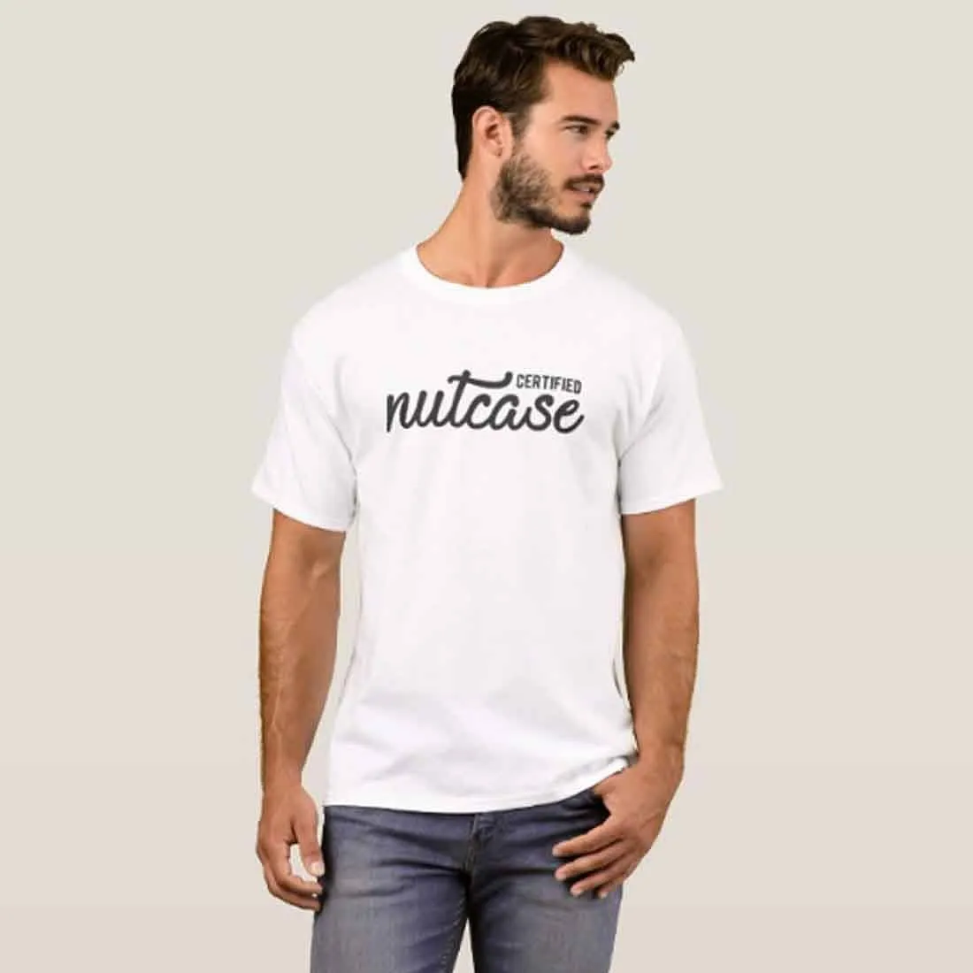 Nutcase Designer Round Neck Men's T-Shirt Wrinkle-Free Poly Cotton Tees - Certified