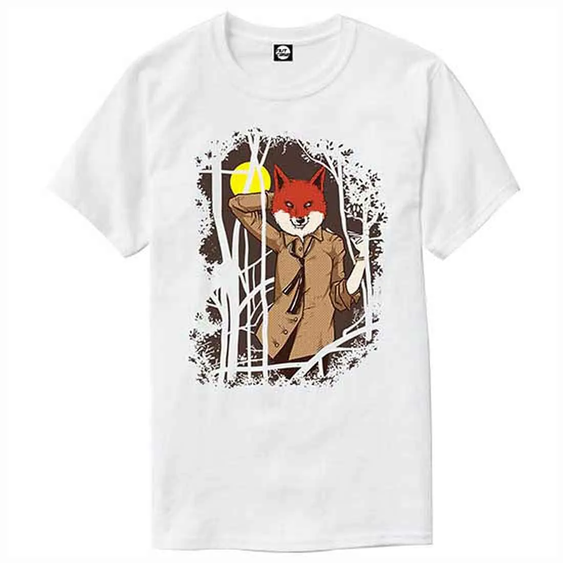 Nutcase Designer Round Neck Men's T-Shirt Wrinkle-Free Poly Cotton Tees - Fox Hip