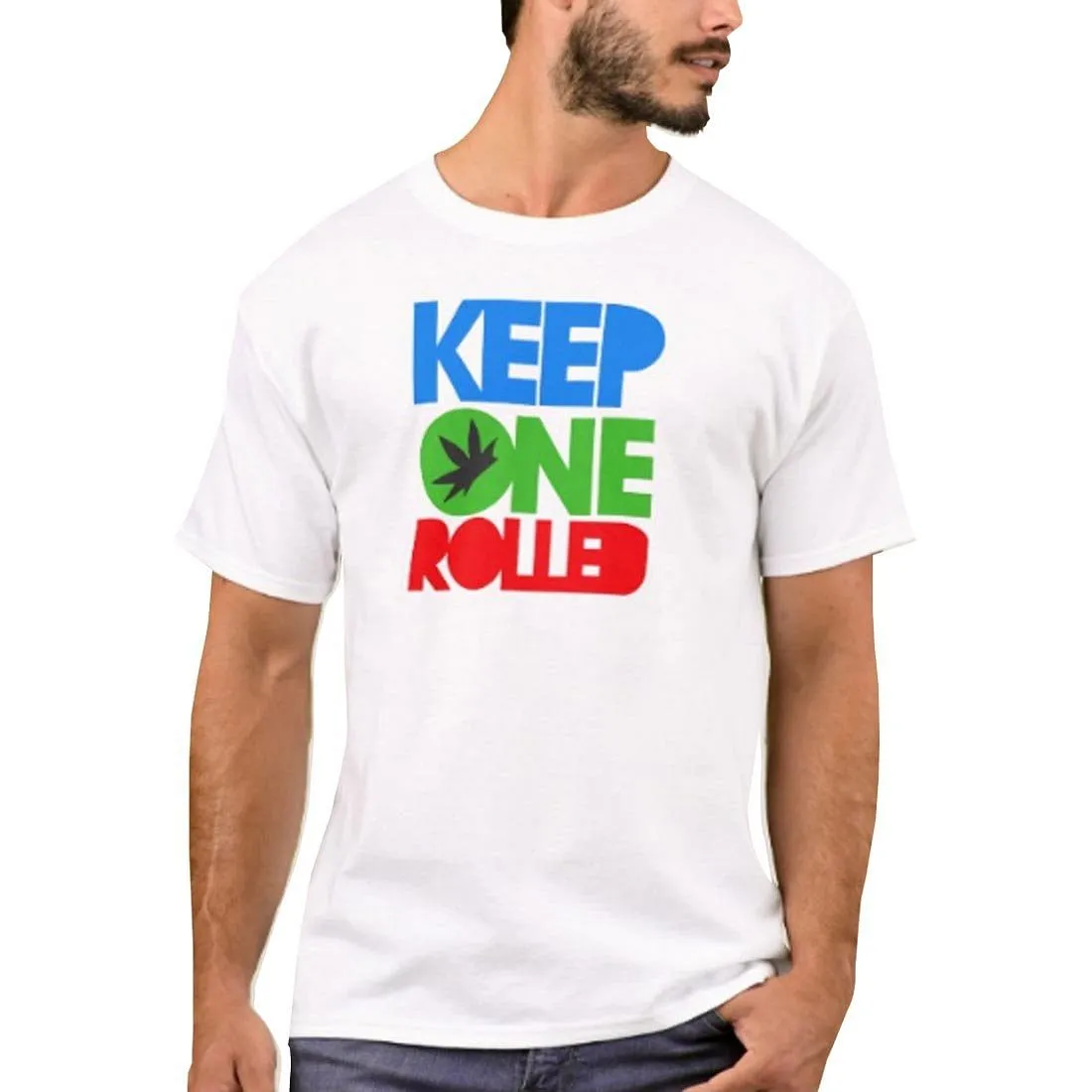 Nutcase Designer Round Neck Men's T-Shirt Wrinkle-Free Poly Cotton Tees - Keep One Rolled