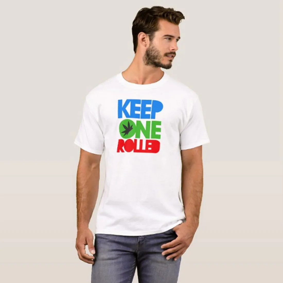 Nutcase Designer Round Neck Men's T-Shirt Wrinkle-Free Poly Cotton Tees - Keep One Rolled