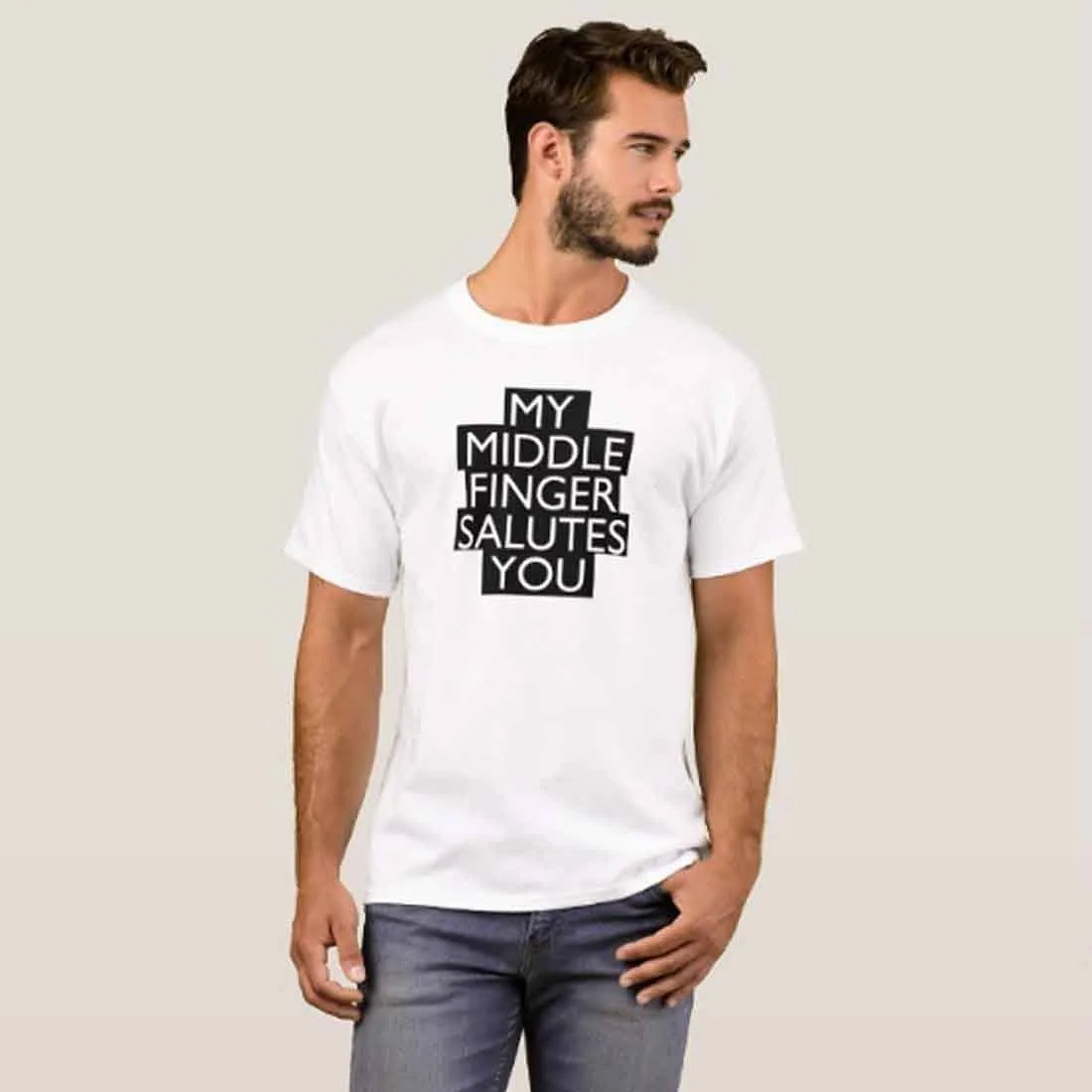 Nutcase Designer Round Neck Men's T-Shirt Wrinkle-Free Poly Cotton Tees - My Middle Finger