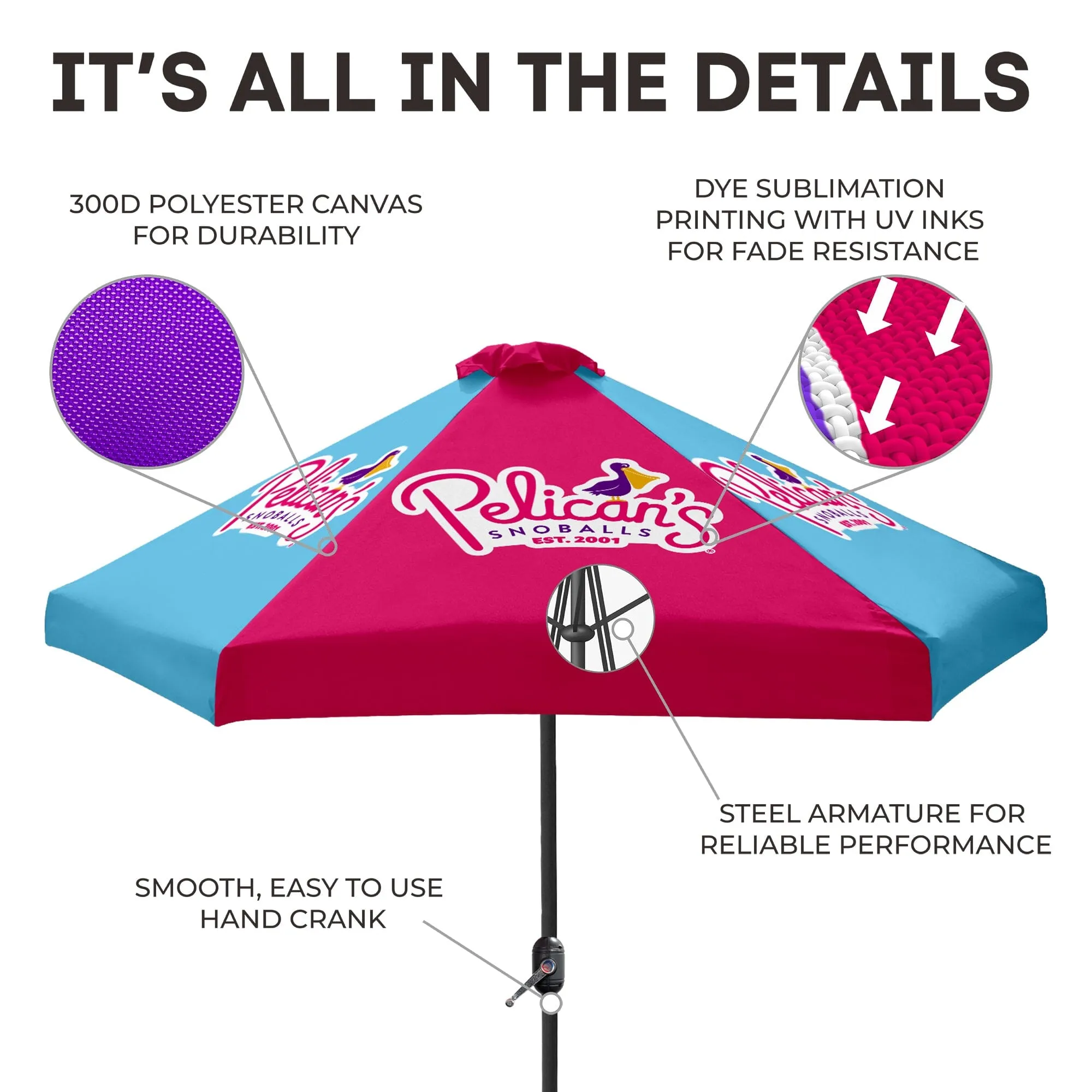 Pelican's Snoballs Small Market Umbrella (4-Panel)