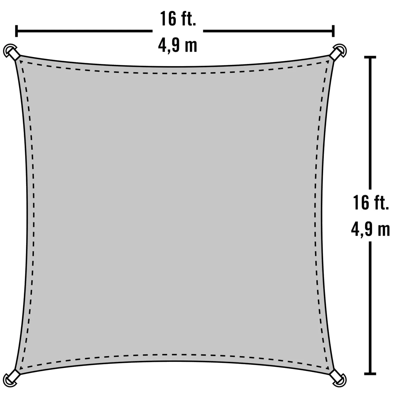 Quik Shade | 16 ft square Gray Shade Sail