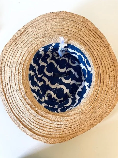Raffia Brimmed Travel Hat in Denim