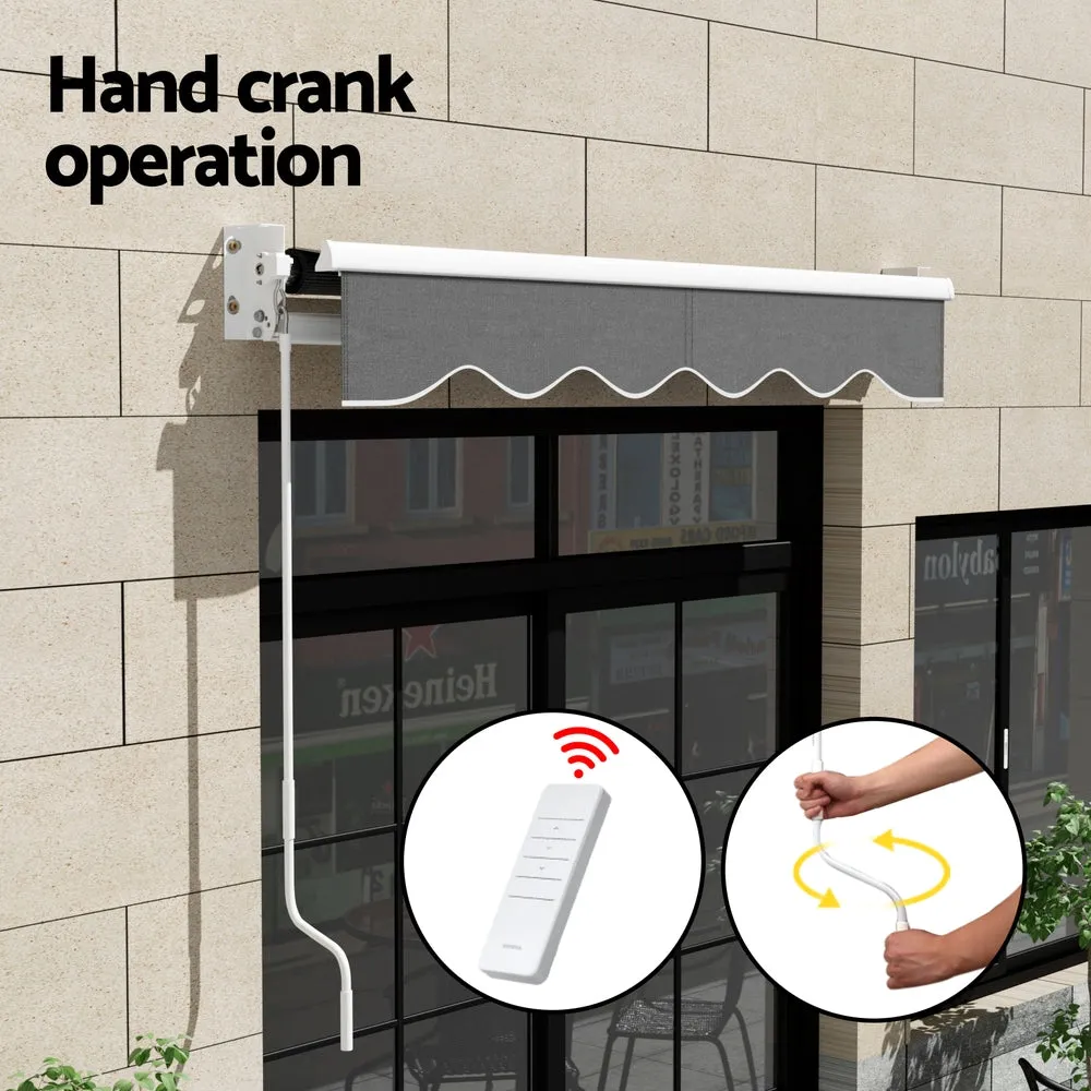 Retractable Folding Arm Awning Motorised Sunshade 2Mx1.5M - Grey