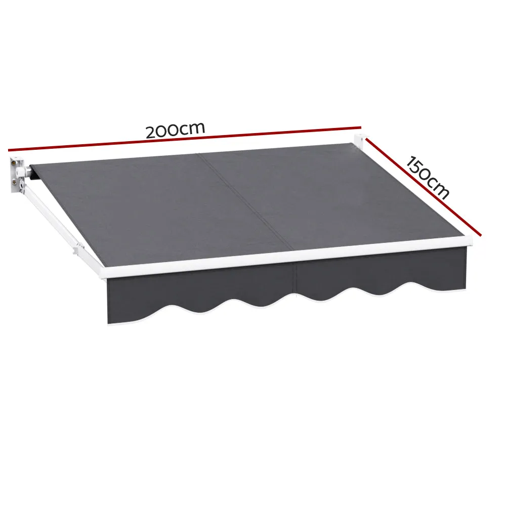 Retractable Folding Arm Awning Motorised Sunshade 2Mx1.5M - Grey