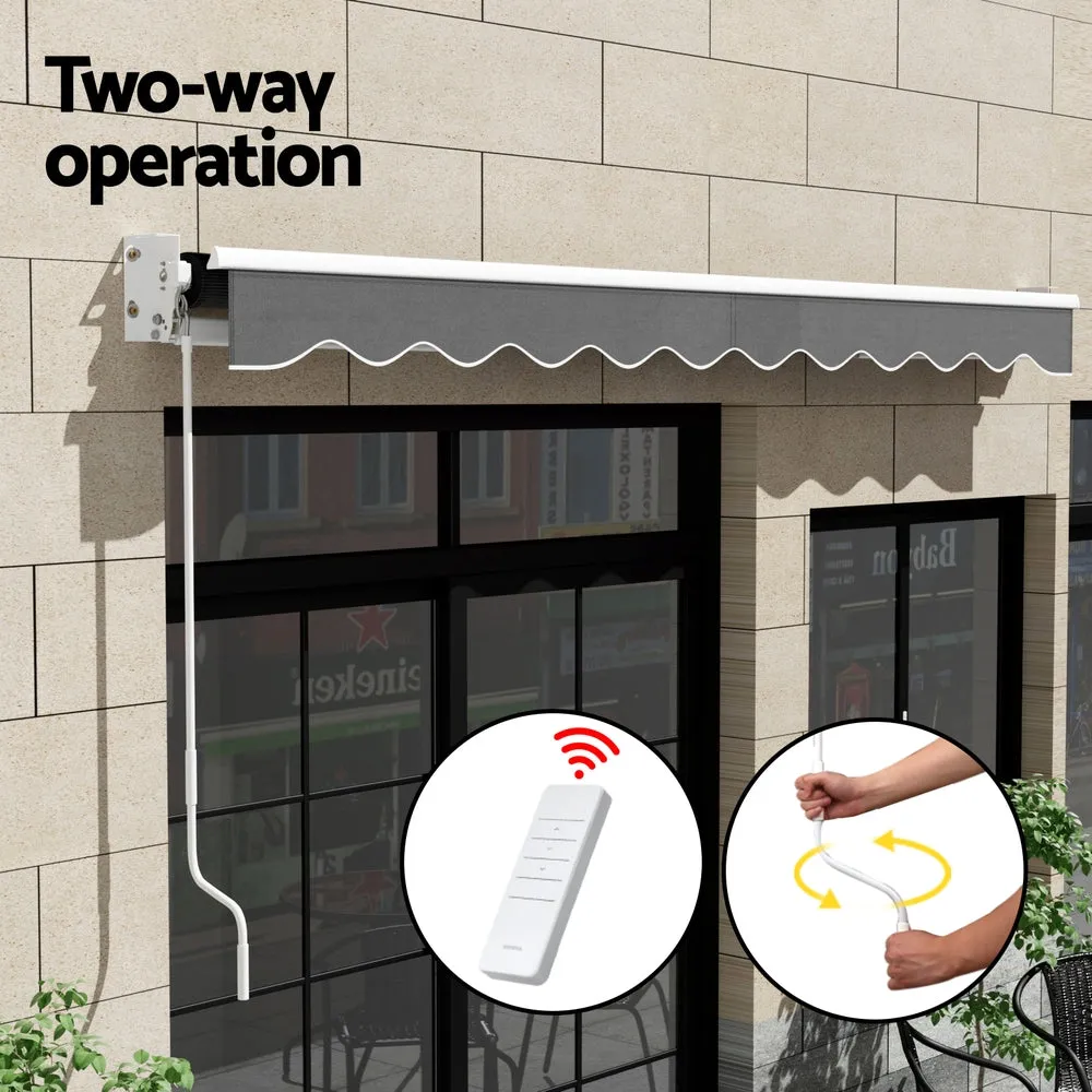 Retractable Folding Arm Awning Motorised Sunshade 4mx3m - Grey