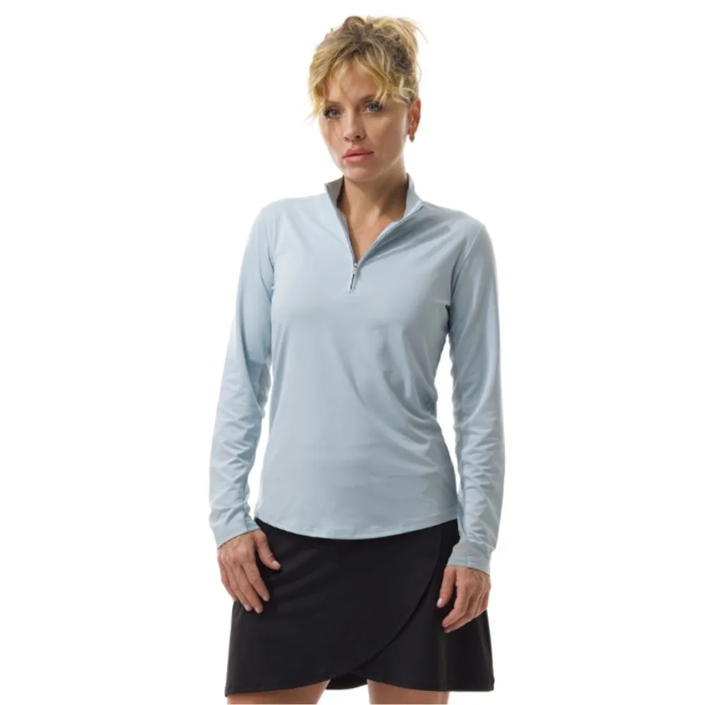 San Soleil Womens Long Sleeve Sunglow Zip Mock