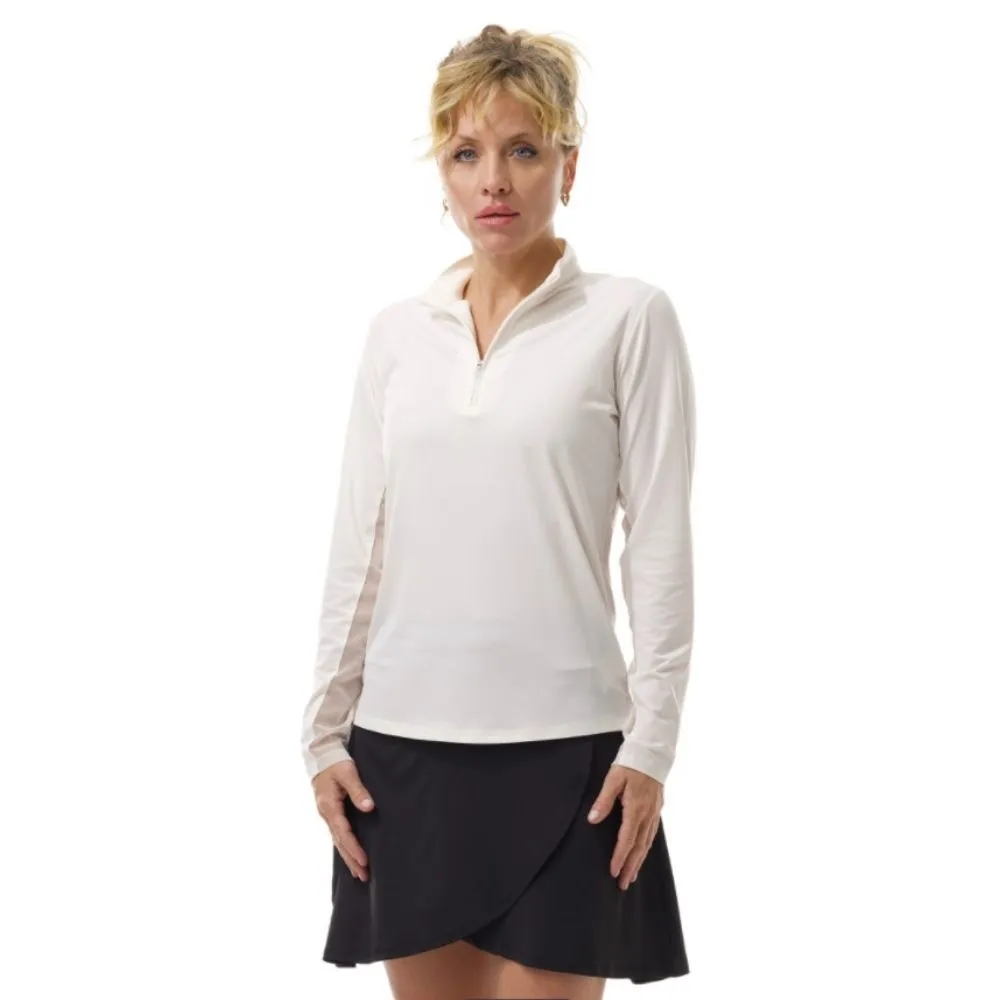 San Soleil Womens Long Sleeve Sunglow Zip Mock