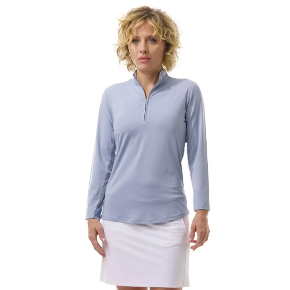 San Soleil Womens Long Sleeve Sunglow Zip Mock
