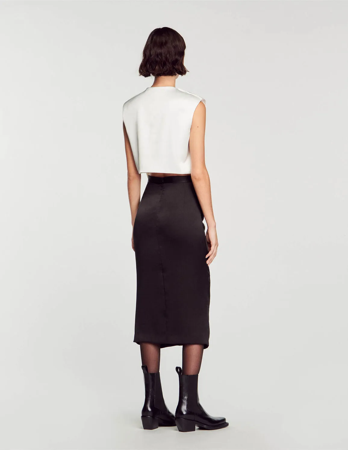 Satin-Effect Crop Top