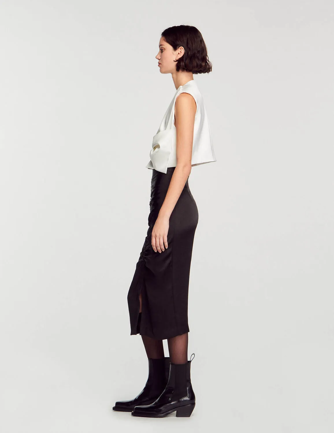 Satin-Effect Crop Top