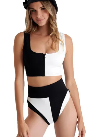 Shan Veronica Bralette Style Bikini Top, Caviar & Cream 42285-21
