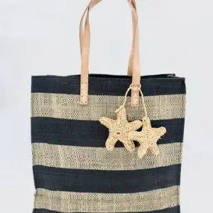 Starfish Straw Tote Bag with Charm