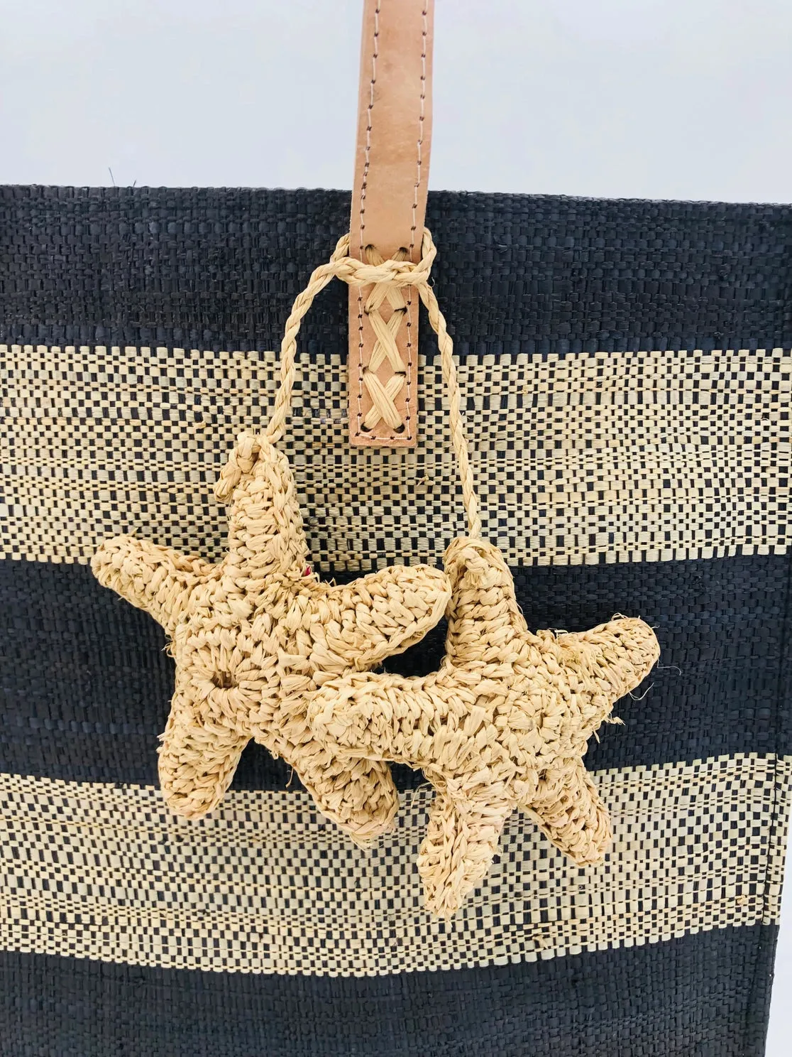 Starfish Straw Tote Bag with Charm
