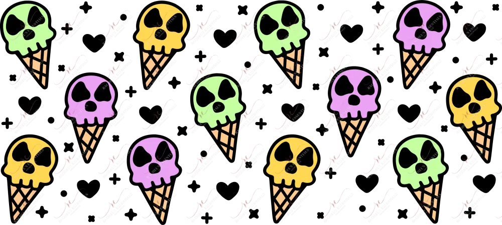 Sublimation Skull ice creams - 16oz glass can wrap