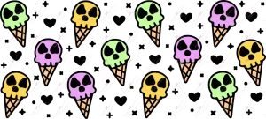 Sublimation Skull ice creams - 16oz glass can wrap