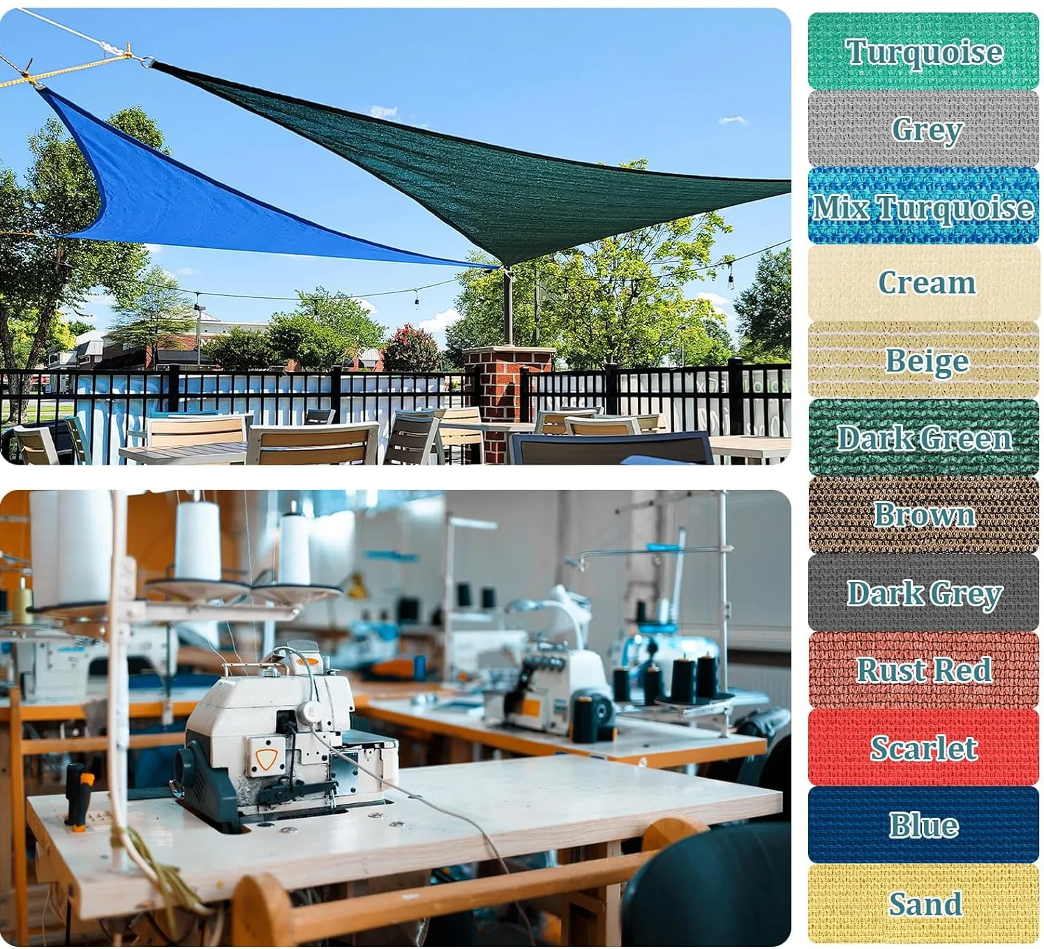 Triangle Sun Shade Sail 16'x16'x16' Canopy Sand for Patio Garden Yard Deck
